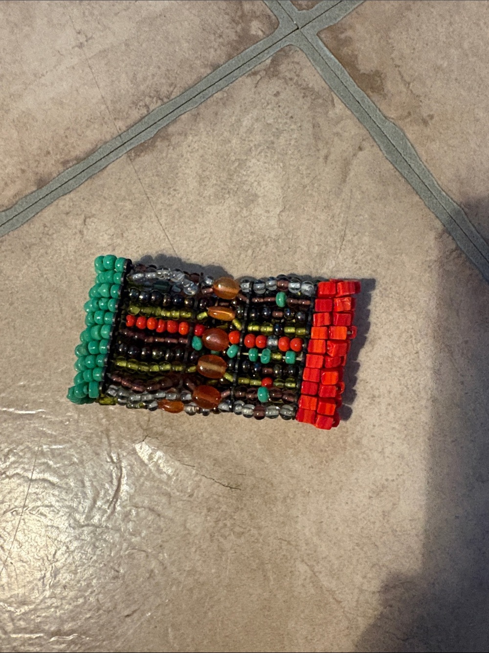 Handcrafted Red Beaded Multi-Color Stretch Bracelet - Picture 3 of 7